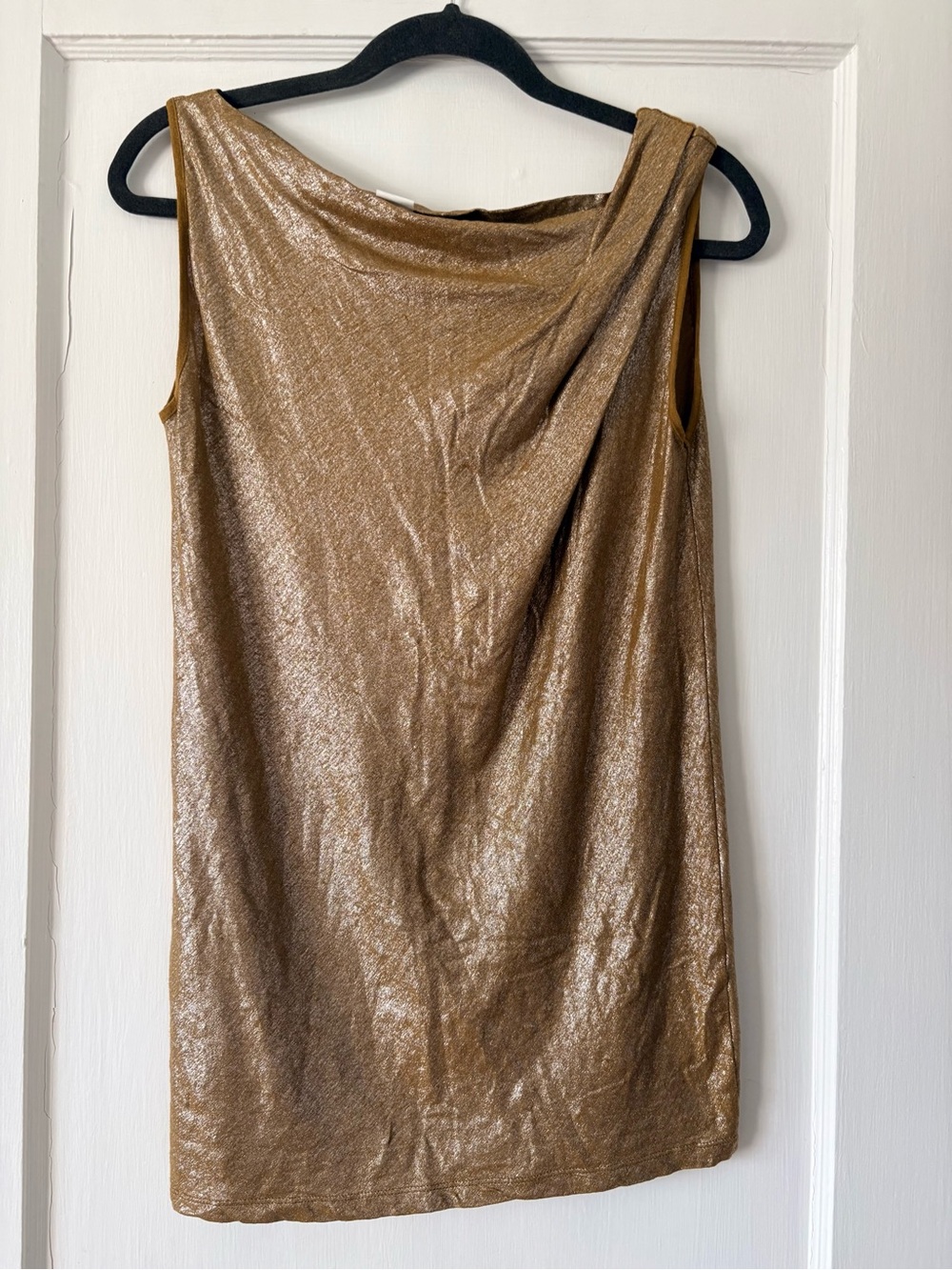 Sarah Pacini Linen Metallic Gold Sleeveless Tunic Top , made in Italy, Size 1